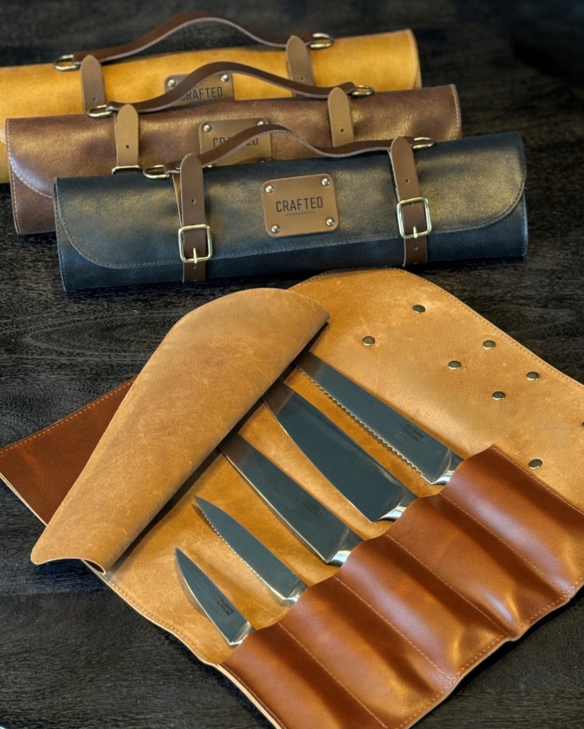 CRAFTED Rustikale Leder Messer Rolle 5 Sand