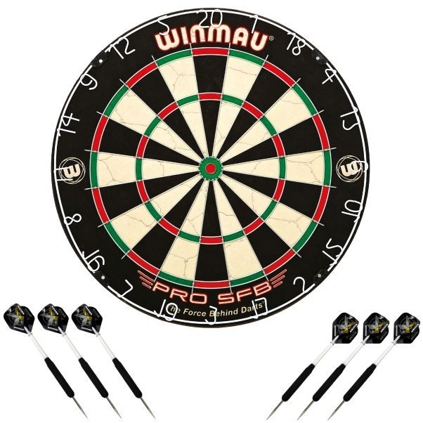 WINMAU Dartboard-Set Pro-SFB+6 Steel Darts