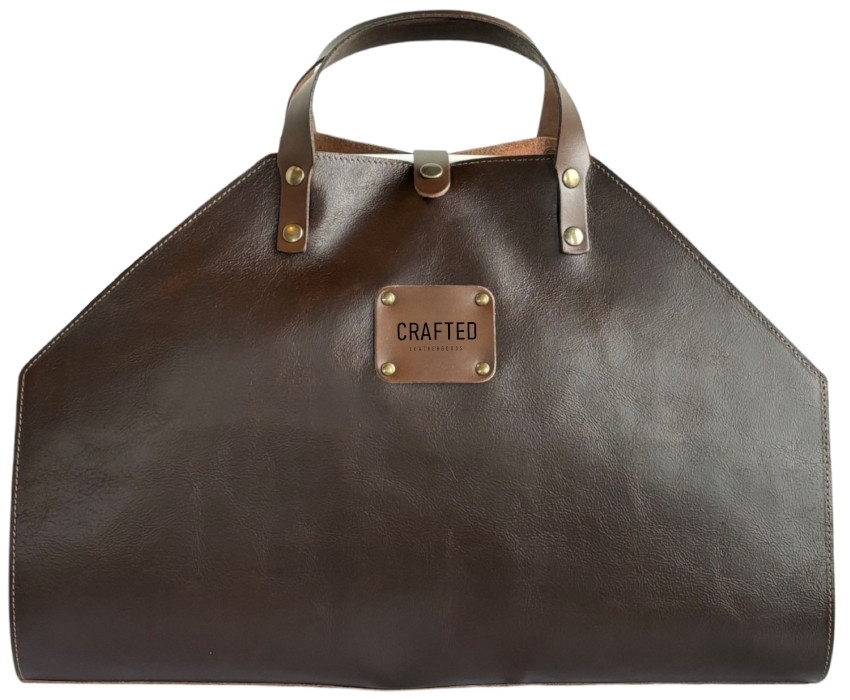 CRAFTED Leder Holz Tasche Dark Brown