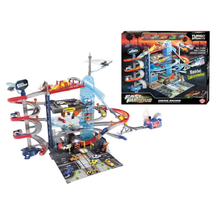 DICKIE TOYS Fast&Furious Autorennen Garage Mayhem