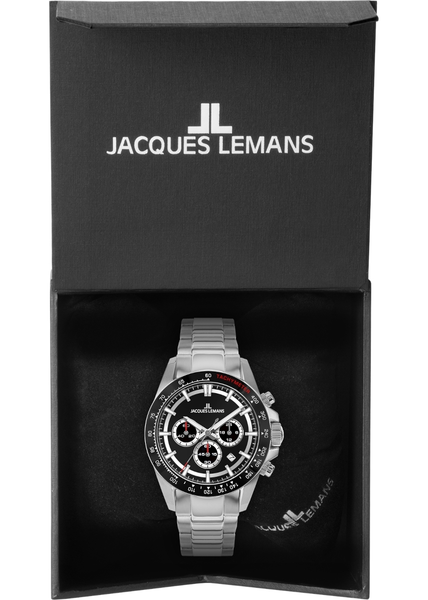 JACQUES LEMANS Liverpool 43 mm Herrenuhr - schwarz