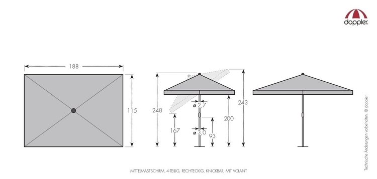 DOPPLER SunlineWaterproof Sonnenschirm+Hülle