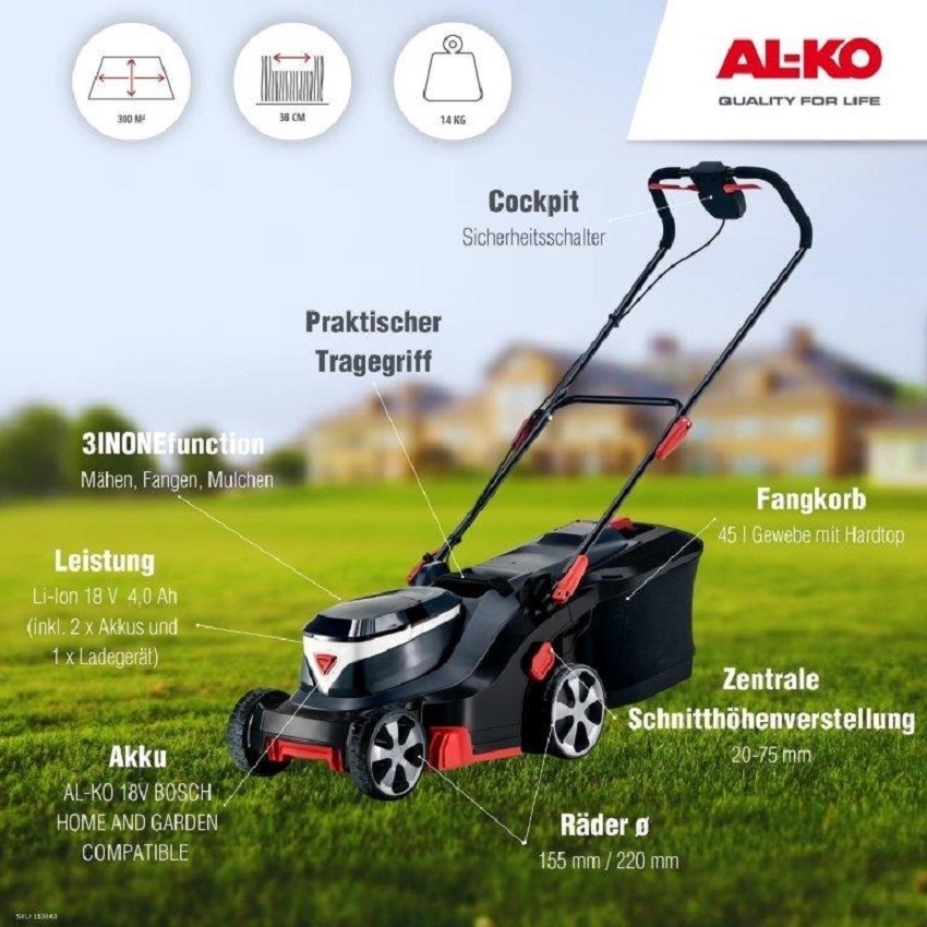 AL-KO Rasenmäher 38.2 Li Comfort 18 V Set