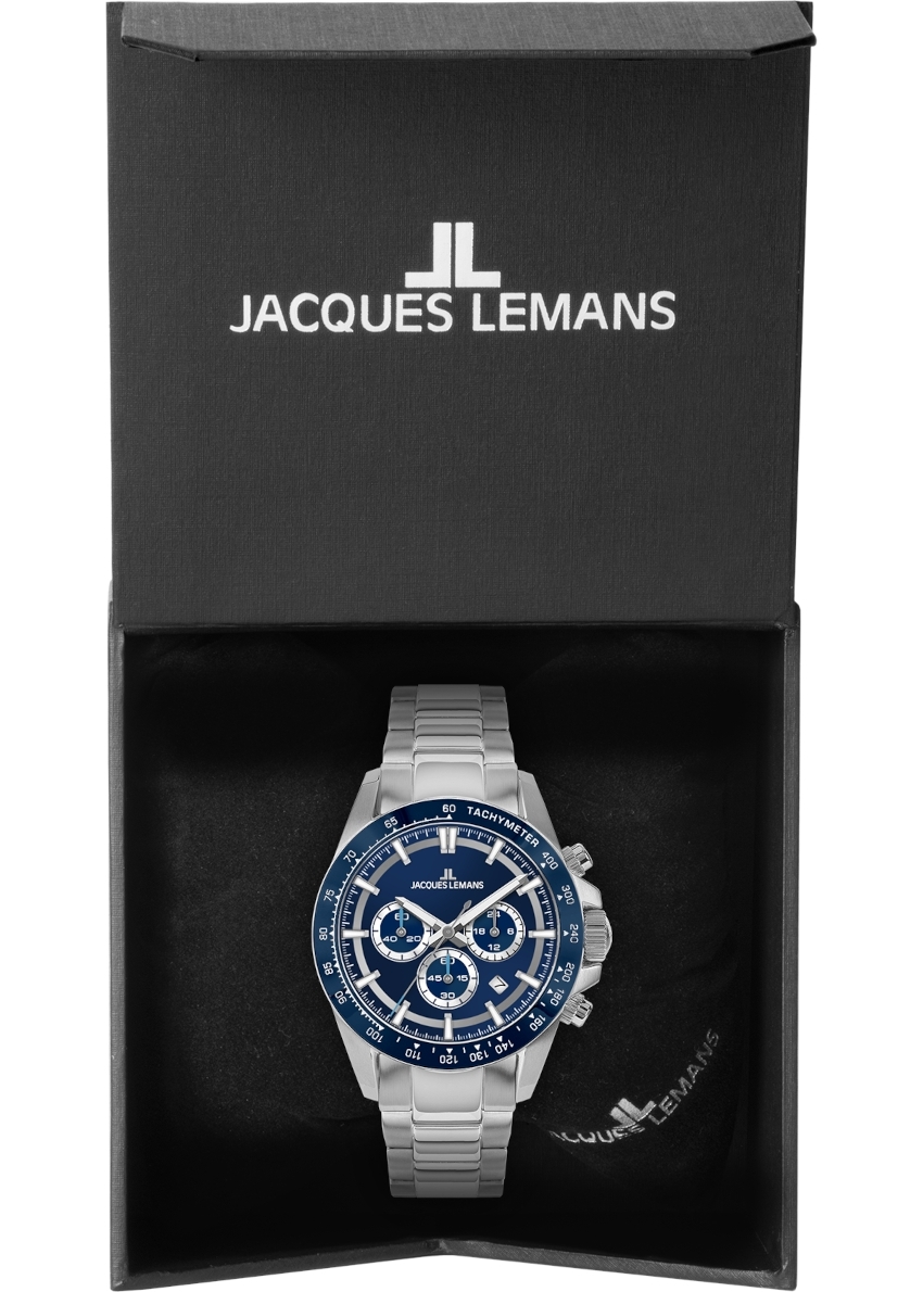 JACQUES LEMANS Liverpool 43 mm Herrenuhr - blau