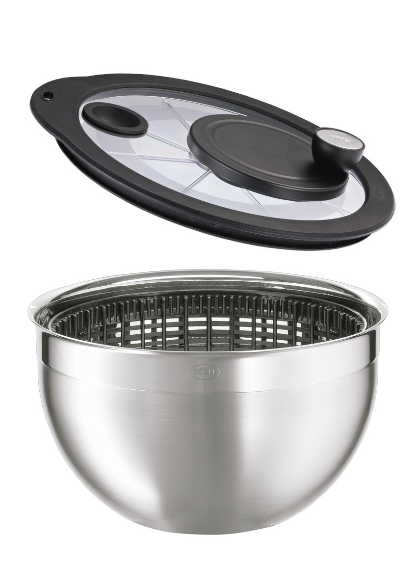 RÖSLE Salatschleuder 24 cm mit Glasdeckel